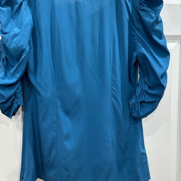 Ann Taylor Blue Gathered Sleeve Blouse - Picture 2 of 6